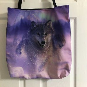 The Mountain Canvas Wolf Tote Bag, Silkscreen - Gorgeous Last One NWT